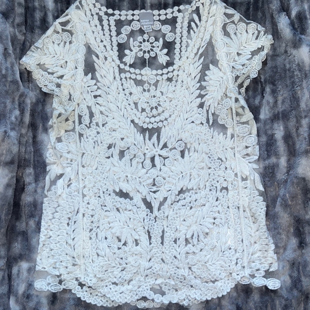 Charlotte Russe Sheer Lace T-Shirt